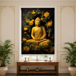 Golden Floral Buddha Serenity Roller Blind