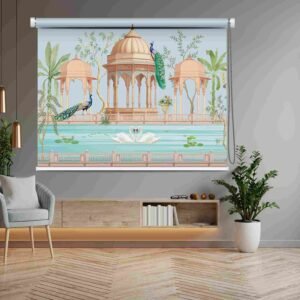 Indian Heritage Royal Peacock Palace Garden Art Design Roller Blind