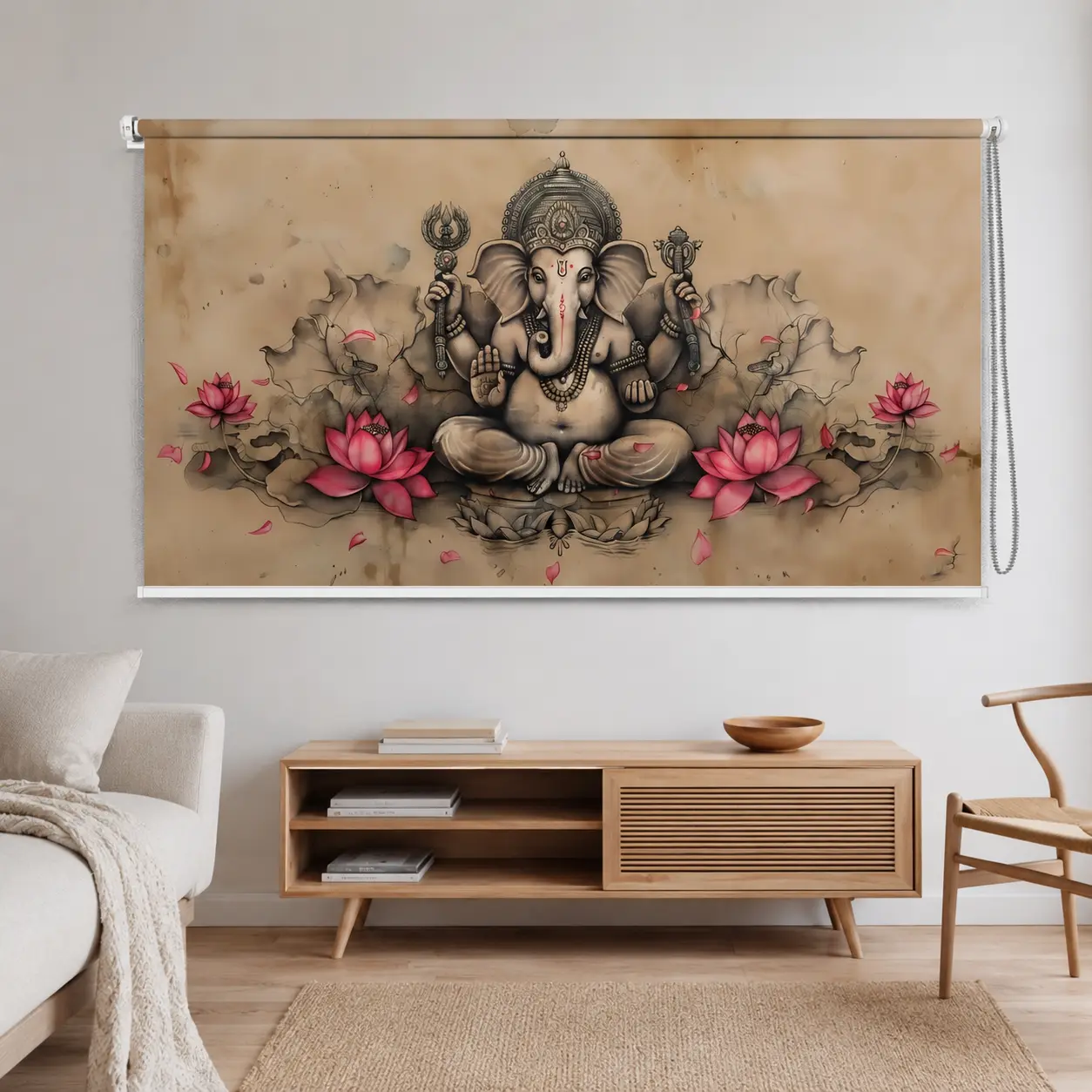 Lord Ganesha Lotus Art Window Roller Blind 1 Lord Ganesha Lotus Art Window Roller Blind