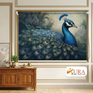 Majestic Peacock Elegance Window Roller Blind in Regal Indian Art