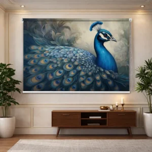 Majestic Peacock Elegance Window Roller Blind in Regal Indian Art
