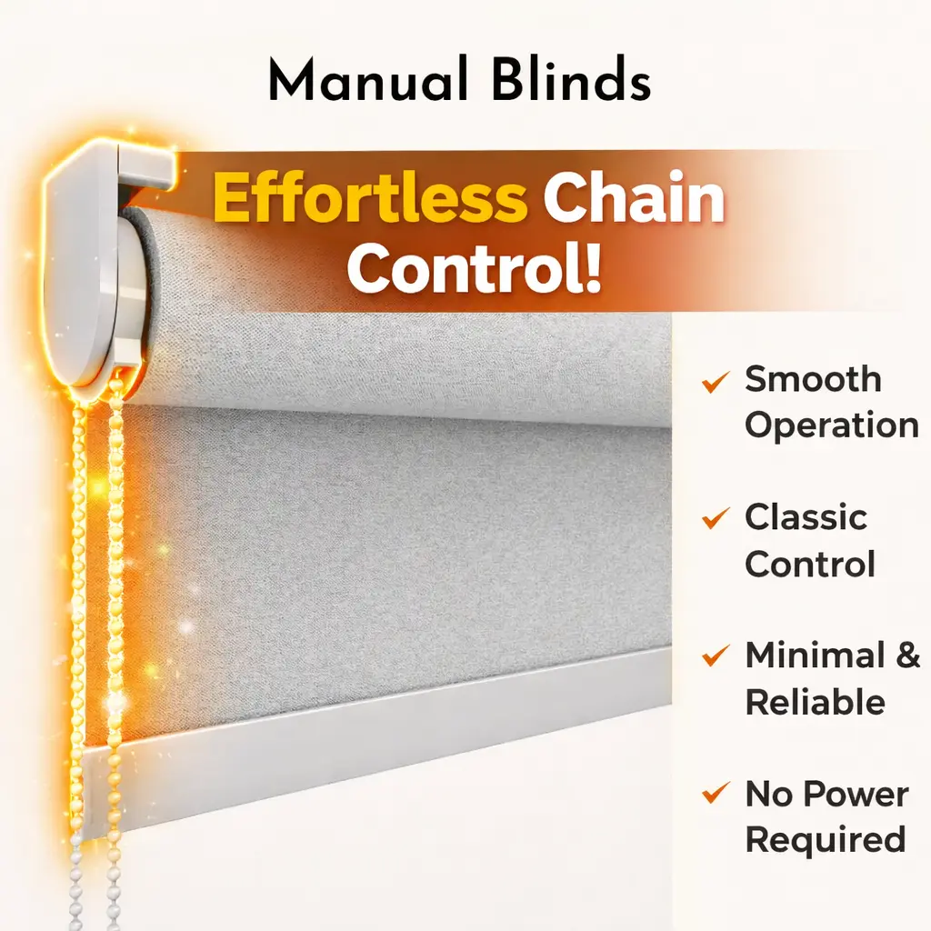 Manual Window Blinds with Chain Pull System for Smooth and Easy Operation