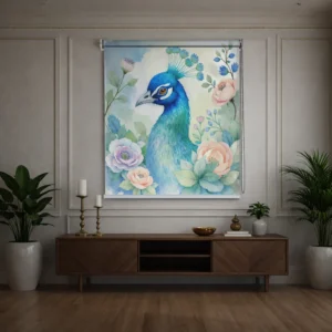 Peacock Blossom Floral Printed Roller Blind for Living Room & Bedroom
