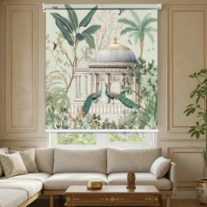Royal Garden Pavilion with Peacock Roller Blind