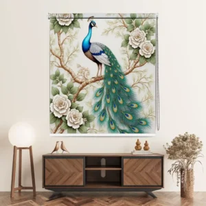 Royal Peacock Floral Indian Art Design Roller Blind