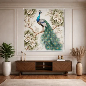 Royal Peacock Floral Indian Art Design Roller Blind