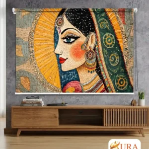 Royal Rajasthani Queen Mosaic Art Roller Blinds for Window