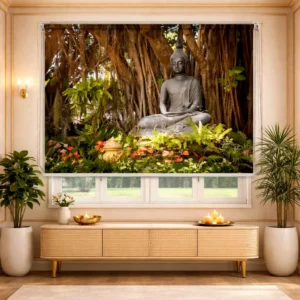 Serene Buddha Under Banyan Tree Roller Blind for Window