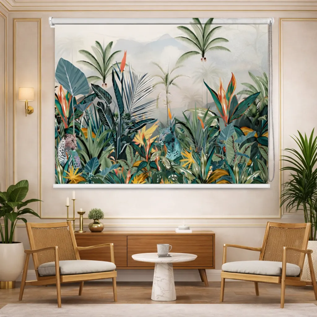Tropical Botanical Harmony Roller Blind 1 Tropical Botanical Harmony Roller Blinds for Window
