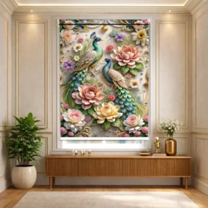 Twin Peacock Floral Royale Designer Roller Blind