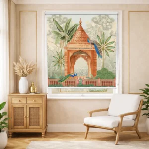 Vastu Inspired Royal Peacock Garden Heritage Artistic Roller Blind for Window
