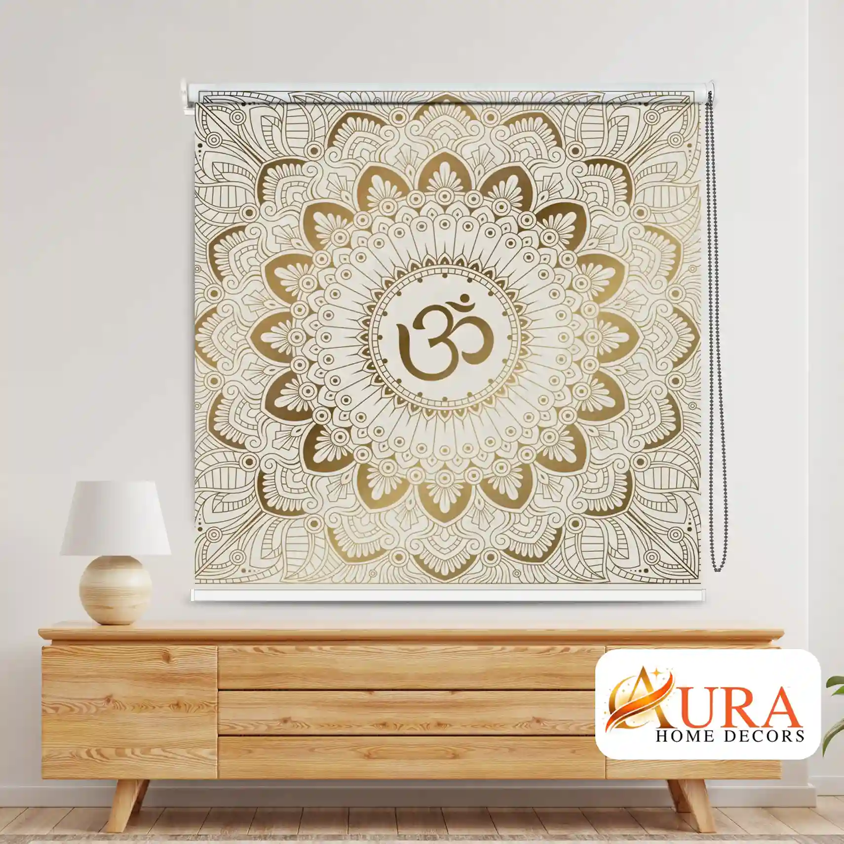 Golden Mandala Om Spiritual Temple Roller Blinds