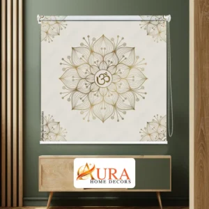 Golden Om Lotus Design Mandala Spiritual Pooja Room Roller Blinds
