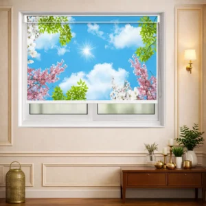 Heavenly Spring Sky Blossom Designer Roller Blind