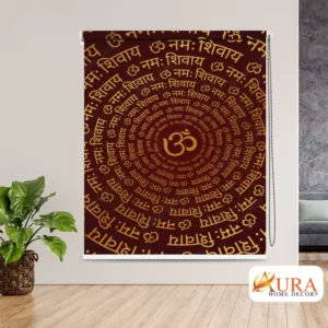 Om Namah Shivaya Spiral Mantra Roller Blinds for Pooja Room