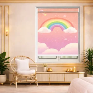 Pastel Rainbow Print Design and Cloud Dream Kids Roller Blind