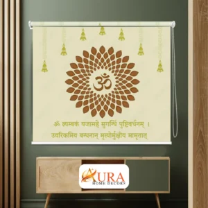 Sanskrit Mantra and Om Mandala Pattern Temple Roller Window Blind