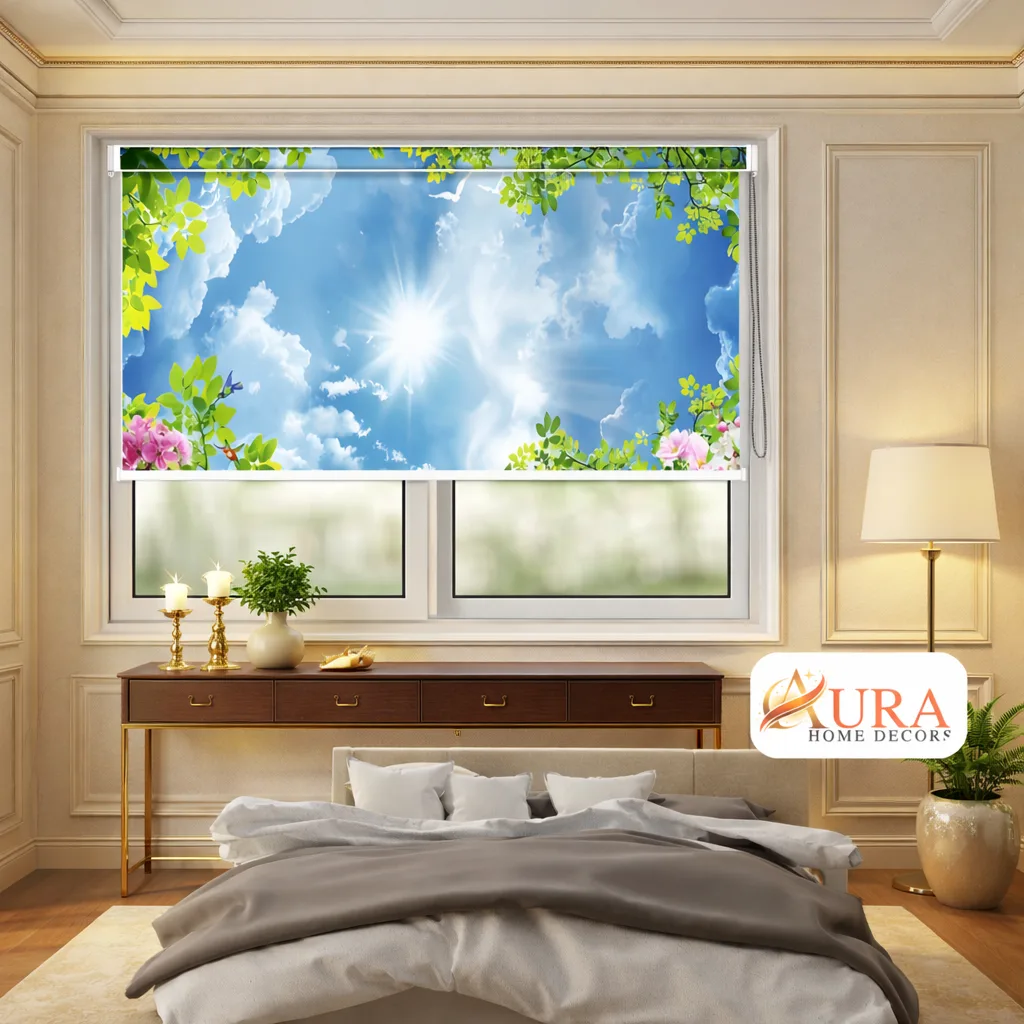 Sunlit Sky & Blossom Canopy Designer Roller Blind for Kids 1 Sunlit Sky & Blossom Canopy Designer Roller Blind for Kids