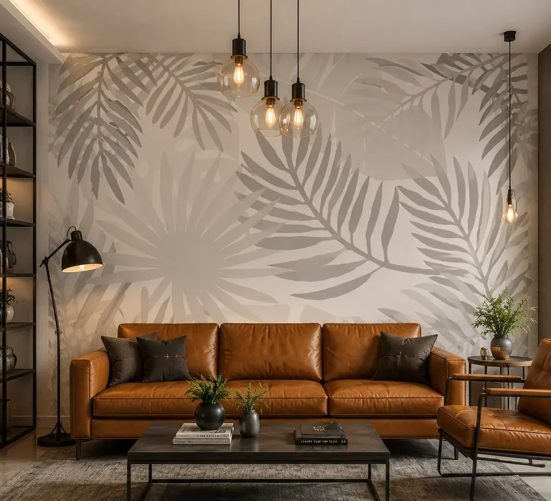 Modern Tropical Palm Leaf Wallpaper Mural for Living Room 1 Modern Tropical Palm Leaf Wallpaper Mural for Living Room