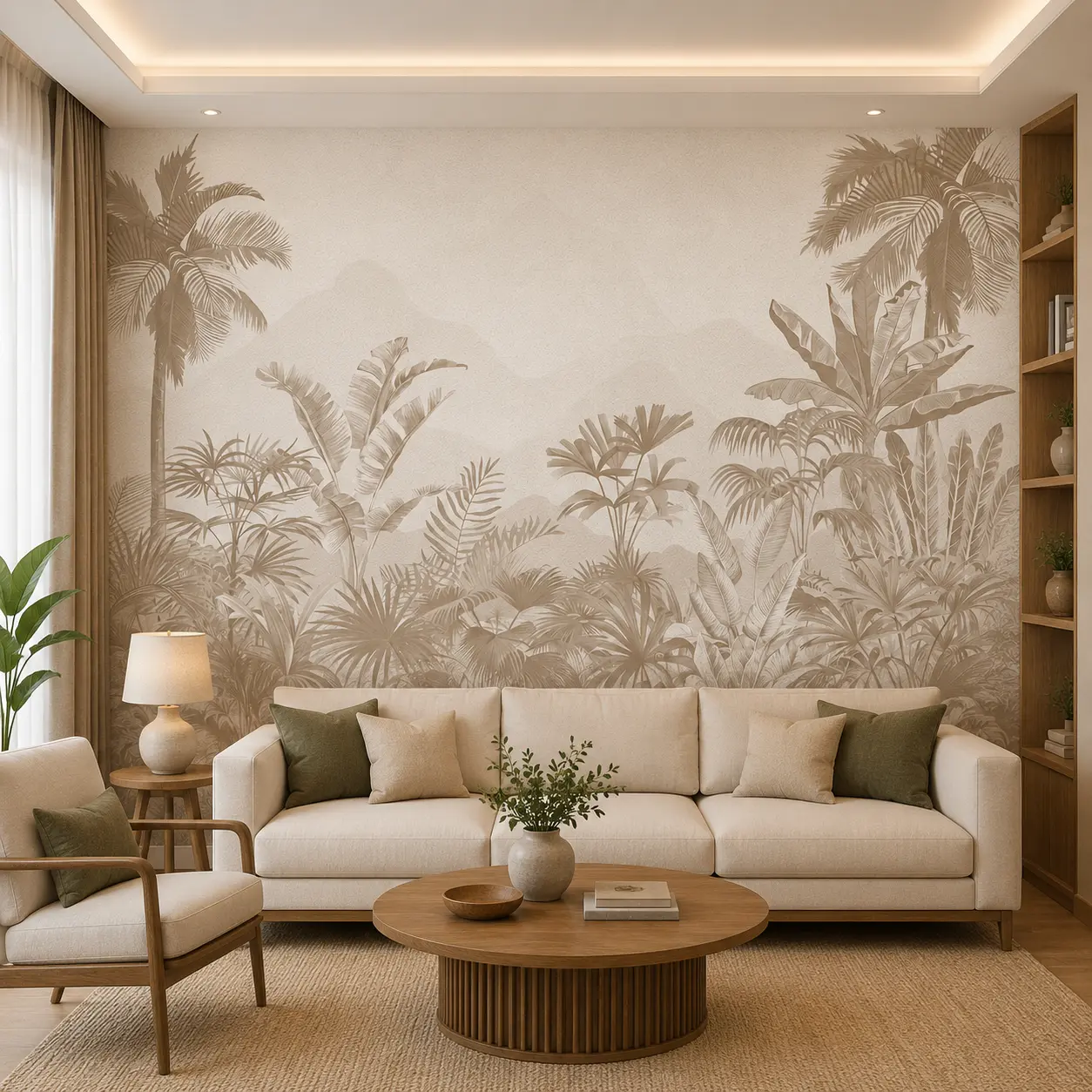 Neutral Tropical Jungle Wallpaper Mural – Beige Palm Forest Decor 1 Neutral Tropical Jungle Wallpaper Mural – Beige Botanical Palm Forest Wall Decor