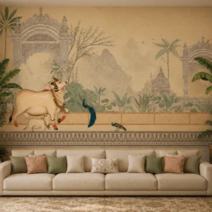 Royal Indian Heritage Pichwai Art Design Wallpaper Mural
