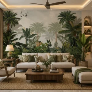 Tropical Rainforest Wallpaper Mural with Palm Trees & Jungle Wall Decor