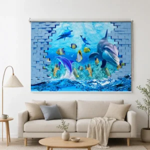 3D Dolphin Ocean Roller Blind
