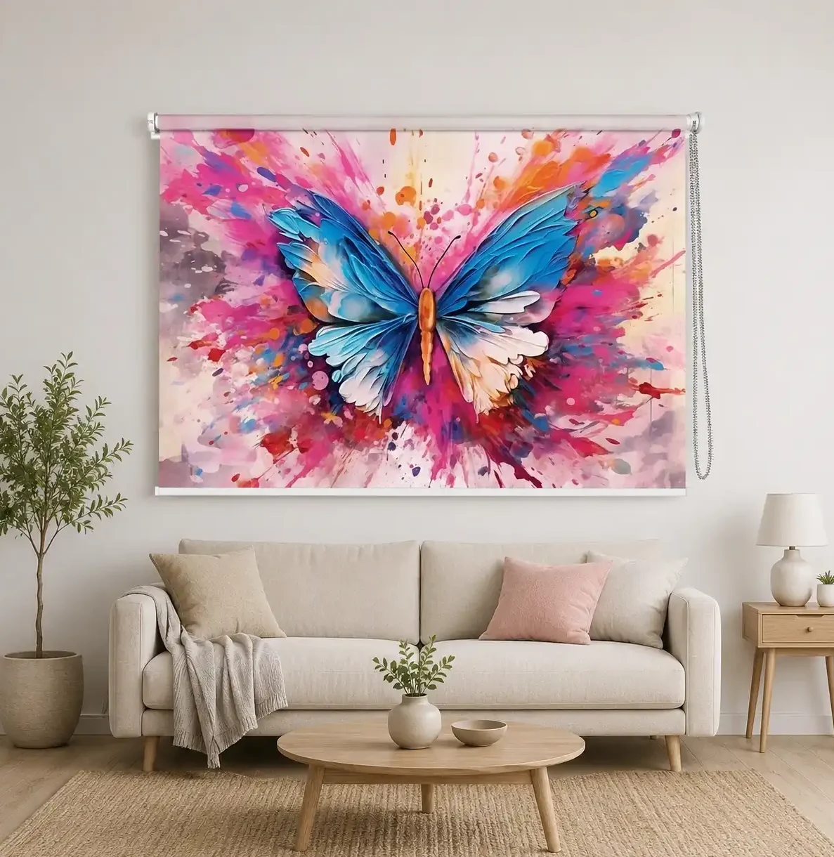 Abstract, Colorful Watercolor Butterfly Roller Blind 1 Abstract, Colorful Watercolor Butterfly Roller Blind for Girls Room