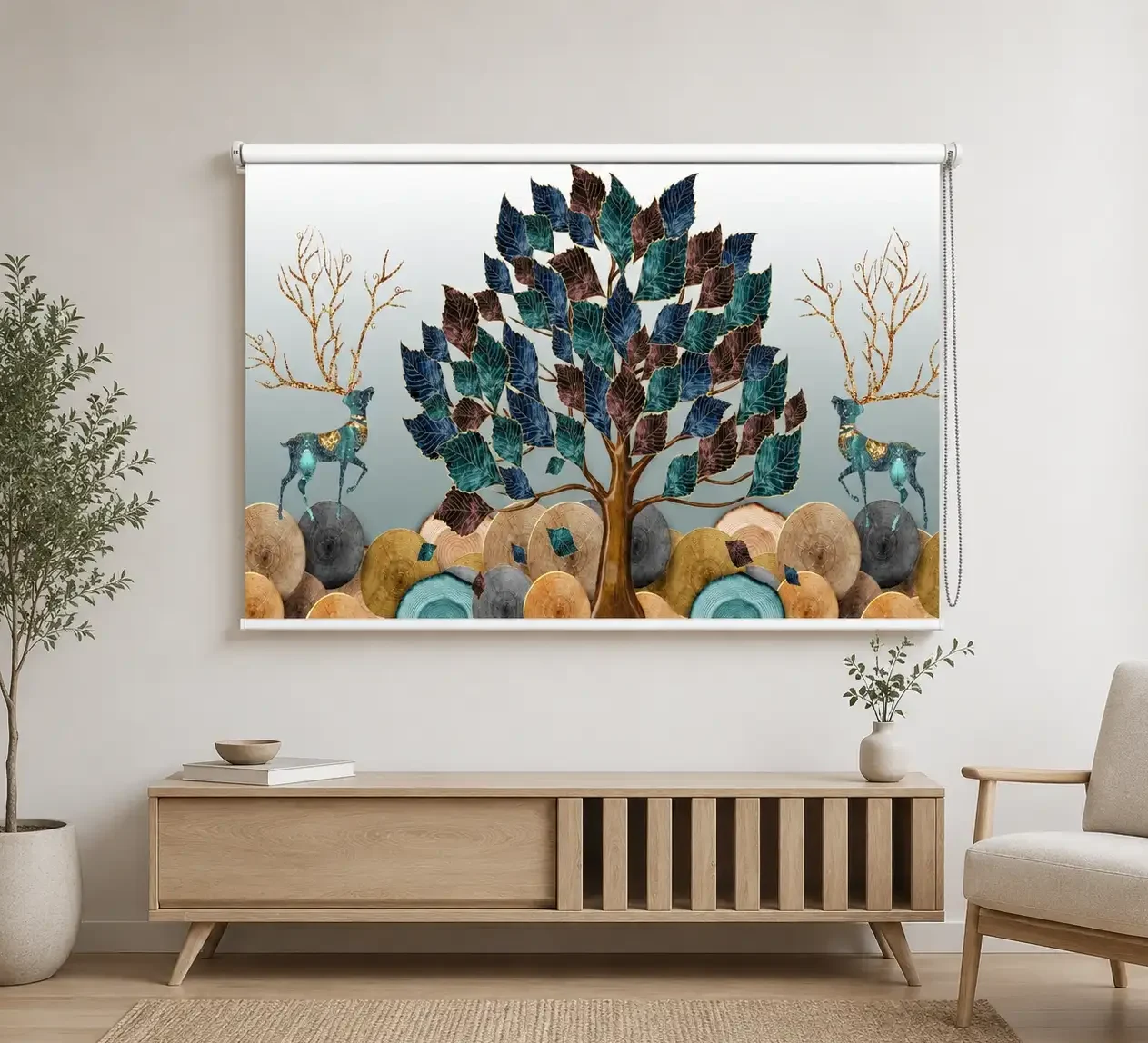 Abstract Tree of Life Deer Roller Blind 1 Abstract Tree of Life Deer Roller Blind