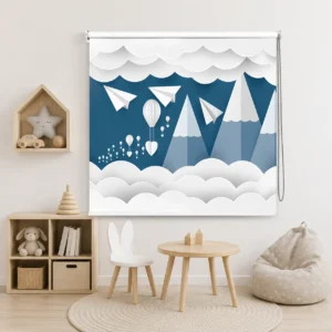 Adventure Mountain Roller Blind with Paper Airplanes, and Mountains