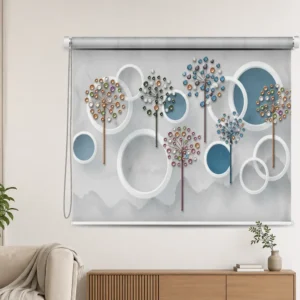 Blue Crystal Bloom Geometric Floral Roller Blind