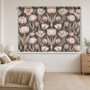 Blush Pink Tulip Floral Roller Blind