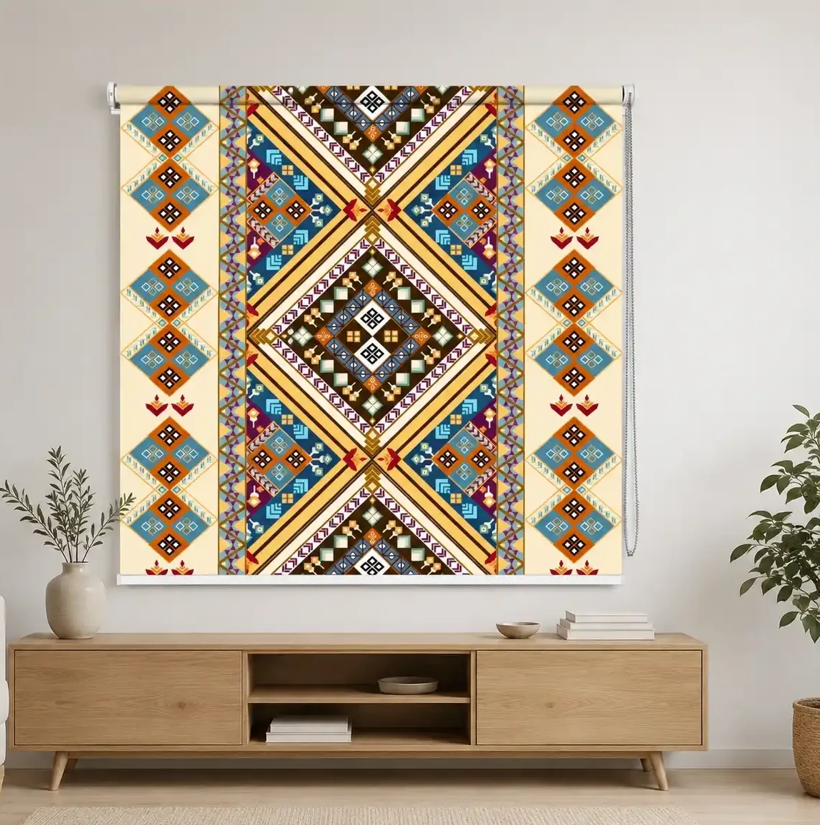 Bohemian Multicolor Tribal Geometric Roller Blind 1 Bohemian Multicolor Tribal Geometric Roller Blind