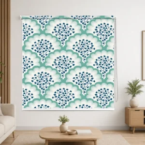 Botanical, Teal Floral Trellis Roller Blind