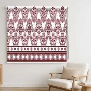 Burgundy Floral Damask Roller Blind