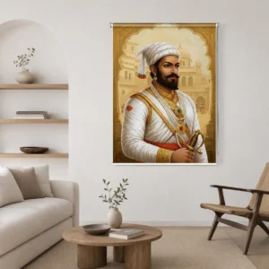 Chhatrapati Shivaji Maharaj Royal Portrait Roller Blind with Palace Background
