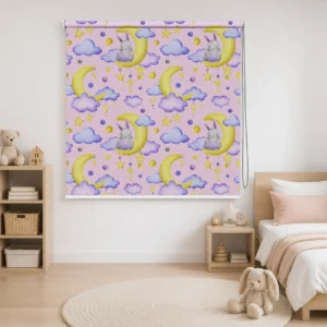 Cute Bunny Moon Kids Room Window Roller Blind