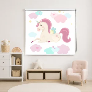 Cute Pink Unicorn Roller Blind for Kids Bedroom