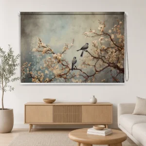 Elegant Cherry Blossom Birds Roller Blind for Living Room, Bedroom & Modern Homes