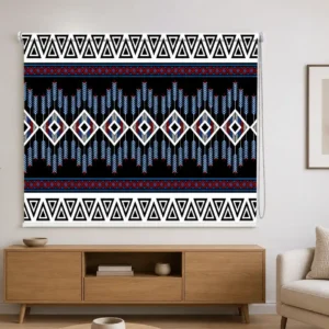 Ethnic, Black Tribal Geometric Roller Blind