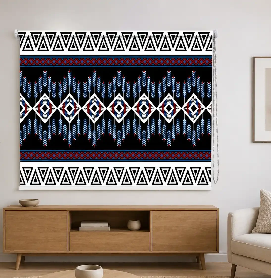 Ethnic, Black Tribal Geometric Roller Blind 1 Ethnic, Black Tribal Geometric Roller Blind