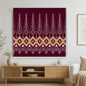 Ethnic Diamond, Burgundy Tribal Geometric Roller Blind