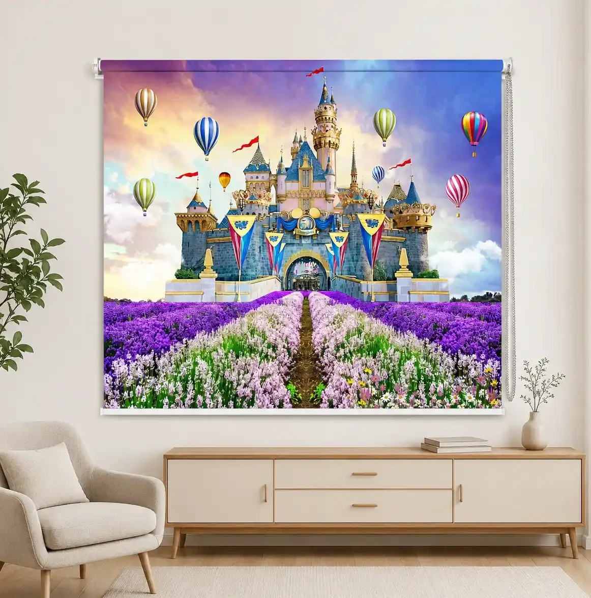 Fairytale Castle & Hot Air Balloon Roller Blind for Kids Room 1 Fairytale Castle & Hot Air Balloon Roller Blind for Kids Room