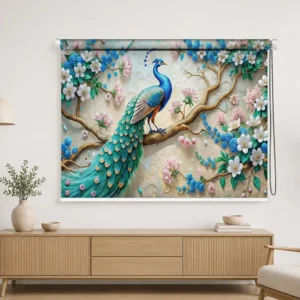 Floral, Elegant Peacock Blossom Roller Blind