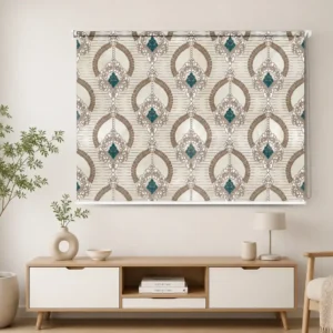 Floral, Elegant Teal Damask Roller Blind