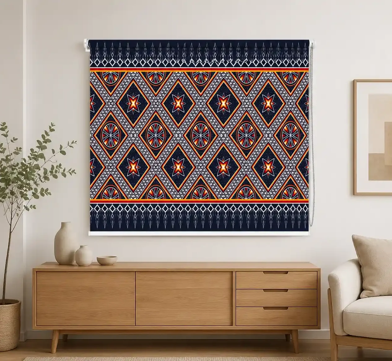 Geometric, Midnight Tribal Diamond Roller Blind 1 Geometric, Midnight Tribal Diamond Roller Blind