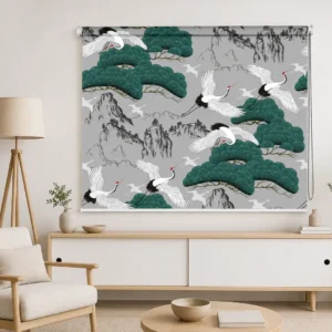 Japanese Crane & Pine Tree Roller Blind