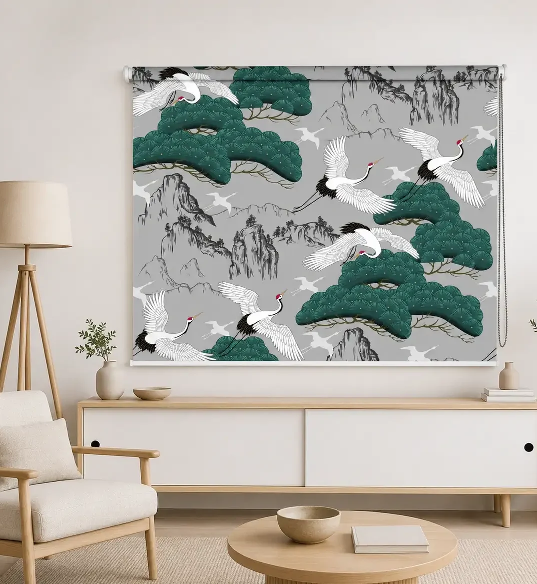 Japanese Crane & Pine Tree Roller Blind 1 Japanese Crane & Pine Tree Roller Blind