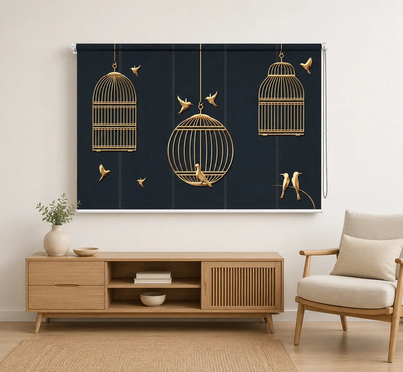 Luxury Gold Birdcage Roller Blind 1 Luxury Gold Birdcage Roller Blind