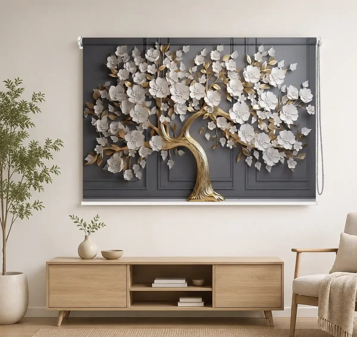 Luxury White Blossom Tree Roller Blind 1 Luxury White Blossom Tree Roller Blind